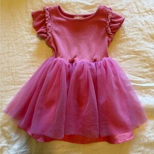 Cat & Jack Pink Tulle Tutu Dress Toddler 2T Flutter Sleeve